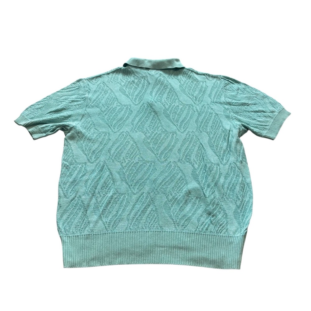 St Croix Knits Men's Teal Textured Knit‎ Polo Shirt Size XL Made in USA - Picture 5 of 8